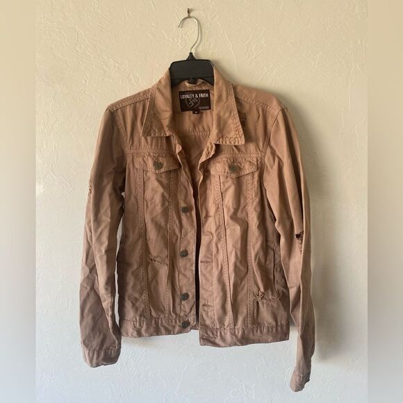 Loyalty & Faith Men tan distressed jacket outerwear - Picture 1 of 8